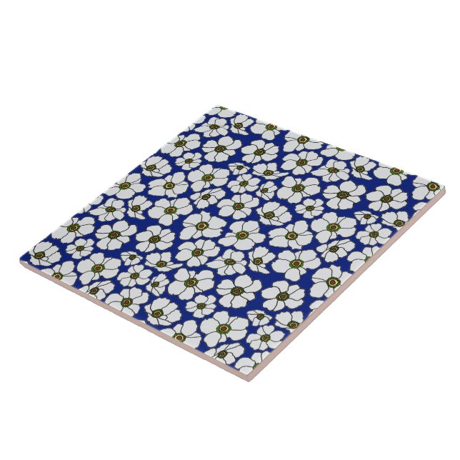 Azulejo Mod Flores Silvestres Azules Y Blancas  (Lado)