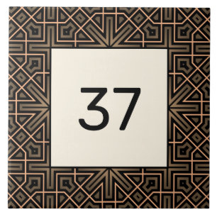 Azulejo Moda Beige-Marrón Fancy Decon House Número Plaque