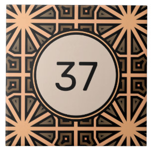 Azulejo Moda Beige-Marrón Fancy Decon House Número Plaque