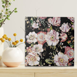Azulejo moda bohemia flores rosadas oscuras florales