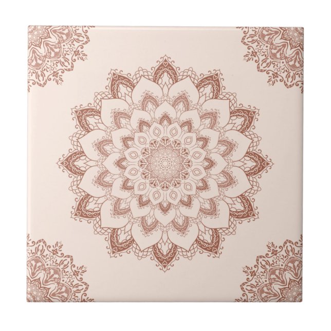 Azulejo Moda Boho Mandala Acento moderno neutral (Frente)