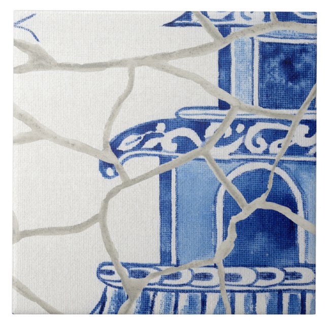 Azulejo Moda Chinoiserie Blue White Chinese Pagoda (Frente)