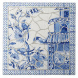 Azulejo Moda Chinoiserie de moda Blue White Chinese Pagoda<br><div class="desc">"Moda Chinoiserie de moda azulejos de cerámica de la Pagoda China Blanca Azul". Obra de arte moderna y original en un estilo vintage que se inspira en la antigua cerámica y los murales de tejas. Este diseño fue pintado, luego "roto" gráficamente para un estilo de china roto. Creado por la...</div>