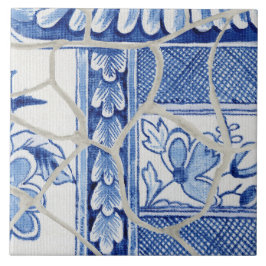 Azulejo Moda Chinoiserie Pagoda Floral China Azul