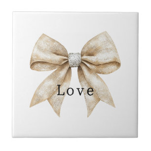 Azulejo Moda Cream Silver Glam Bow Love