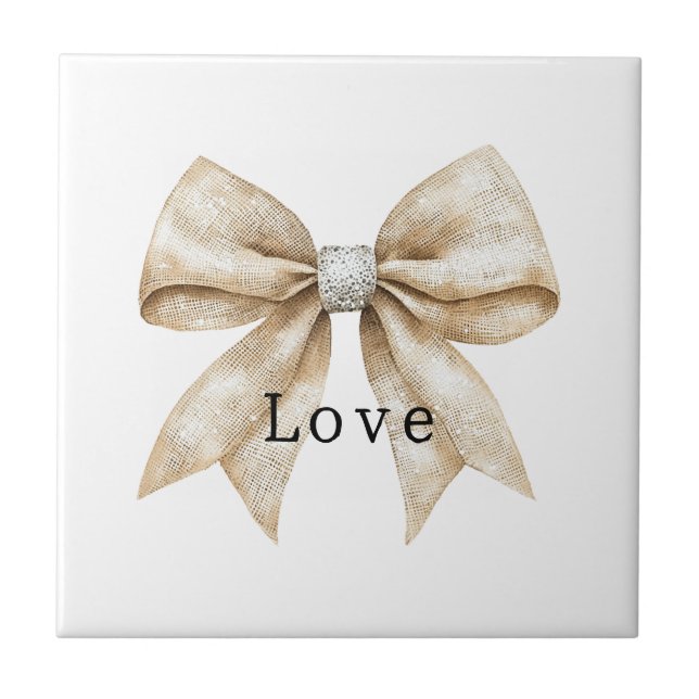 Azulejo Moda Cream Silver Glam Bow Love (Frente)
