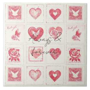 Azulejo Moda Crema Roja Valentine Boda de amor