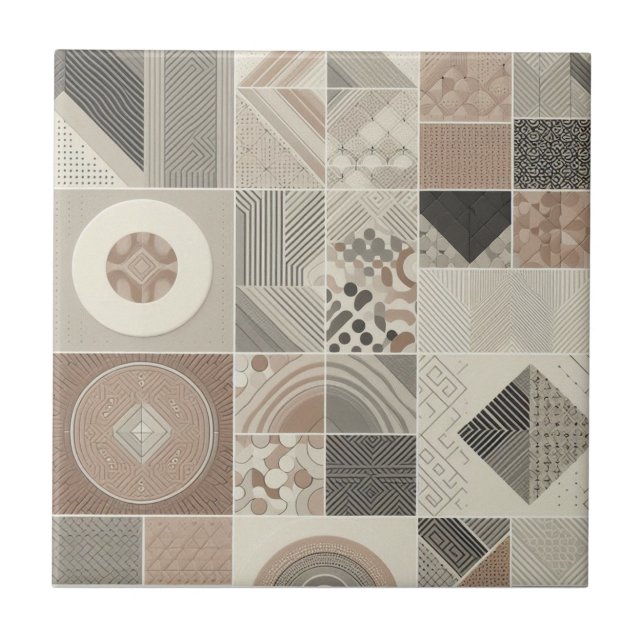 Azulejo Moda de cosecha geométrica de avena suave negro (Frente)