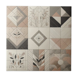 Azulejo Moda de cosecha geométrica de avena suave negro