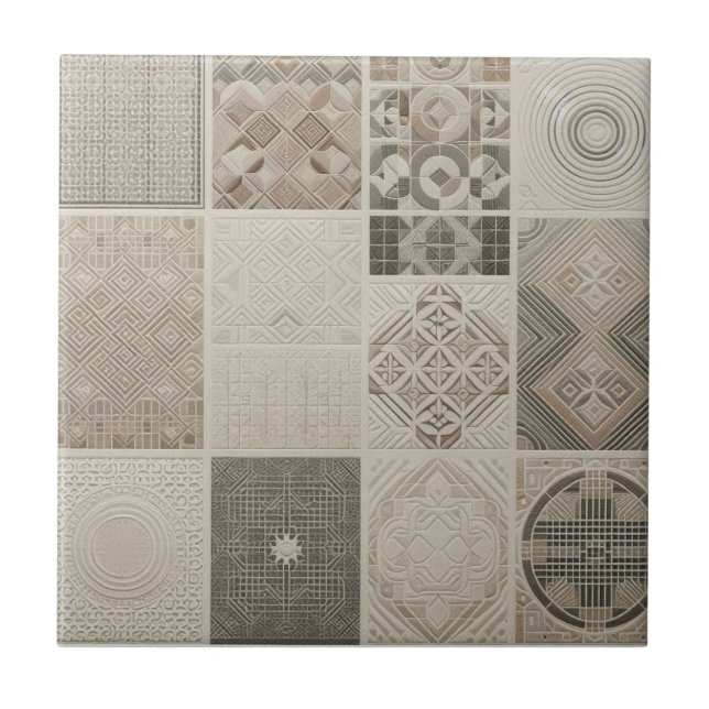 Azulejo Moda de cosecha geométrica de avena suave negro (Frente)