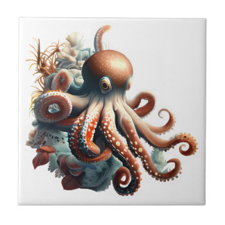 Azulejo Moda de criaturas marinas marinas de pulpo