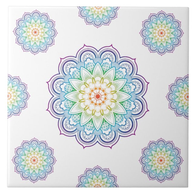 Azulejo Moda de moda Mandala Datura Flores Mosaica Cerámic (Frente)