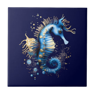 Azulejo Moda de playa de fantasía marina de oro azul Seaho