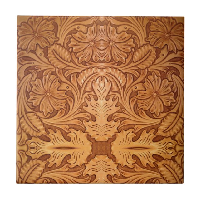 Azulejo Moda de vaquero castaño rústico cuero occidental (Frente)