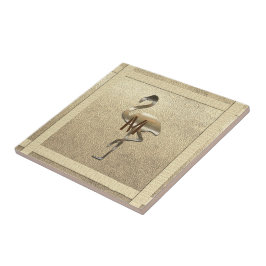 Azulejo Moda Dorado Aspecto Glossy Flamingo Monograma