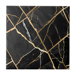 Azulejo Moda Elegante amarillo dorado Faux Marble