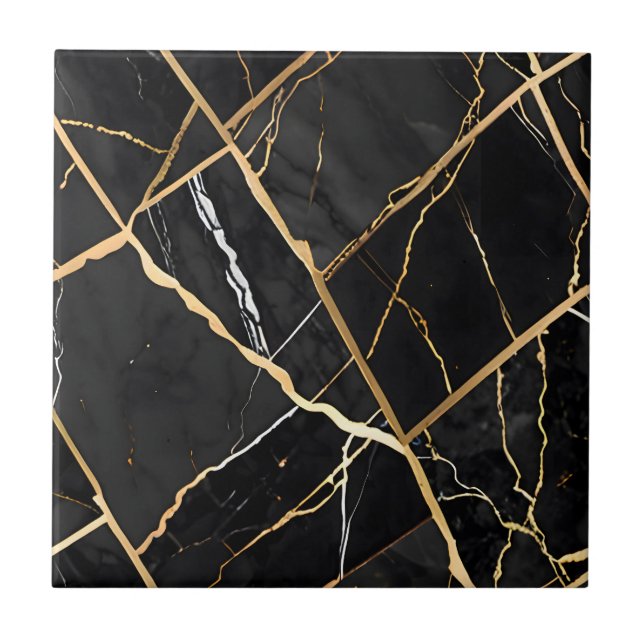 Azulejo Moda Elegante amarillo dorado Faux Marble (Frente)