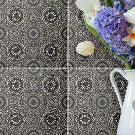 Azulejo Moda Elegante De Lujo Faux Gold Y Black Arabesque