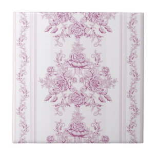Azulejo Moda francesa, rosa,toile,floral,patrón,victorian
