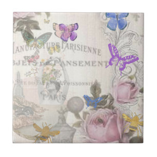 Azulejo Moda francesa, rústico rural, estampado floral, ro