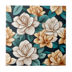 Azulejo Moda Gardenia Flor y hojas