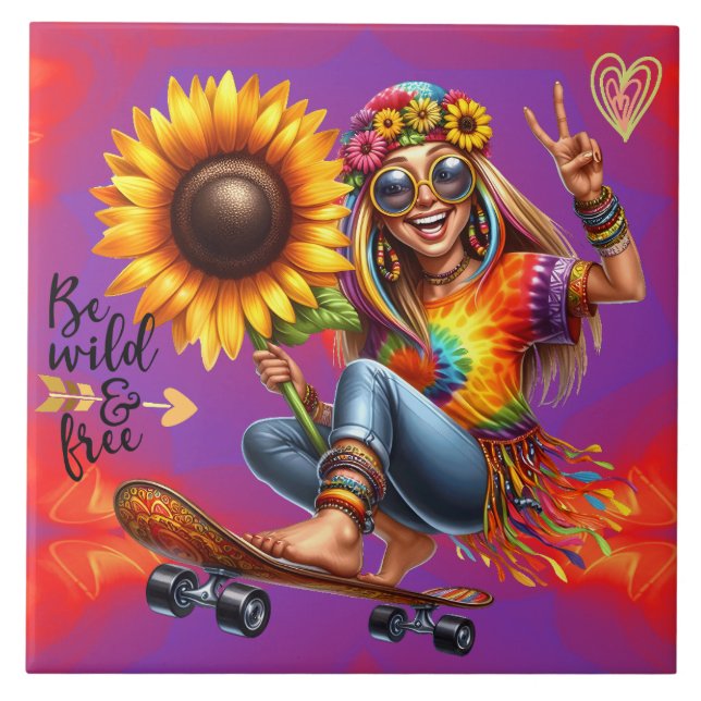 Azulejo Moda Hippie Colorful-Me Tile De Cerámica Salvaje (Frente)