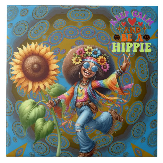 Azulejo Moda Hippie De Mí Colorido Mantener Tranquilo Tile (Frente)