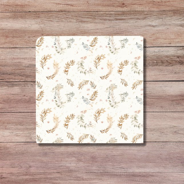 Azulejo Moda moderna de Boho Las hojas del peinado neutro (Modern Boho Chic Neutral Beige Brown Leaves Ceramic Tile)