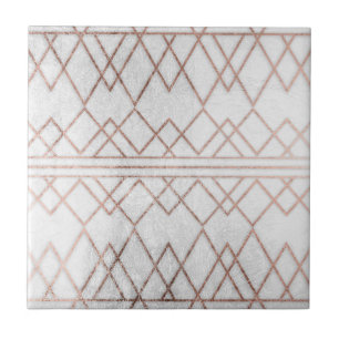 Azulejo Moda Moderno Faux Rosa Gold Triángulos Geométricos