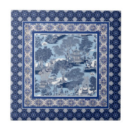 Azulejo Moda Monograma de chinoiserie chinoiserie azul