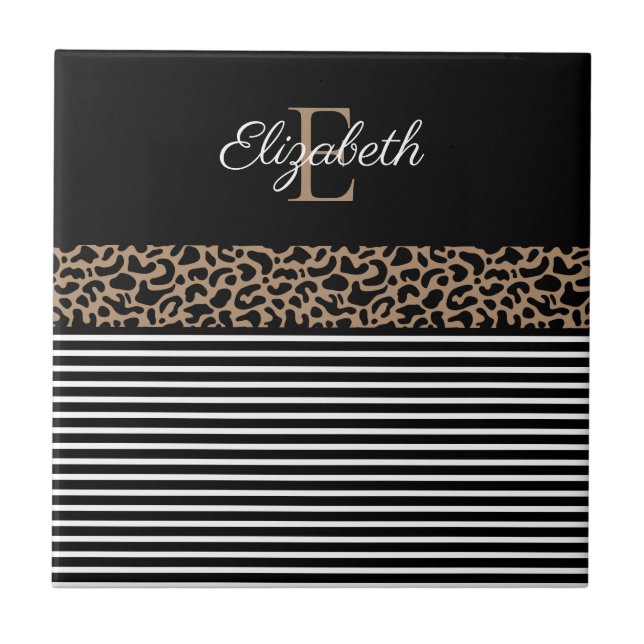 Azulejo Moda Monograma Leopardo Imprimir (Frente)