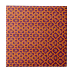 Azulejo Moda Naranja Grape Purple Abstract Flower Pattern