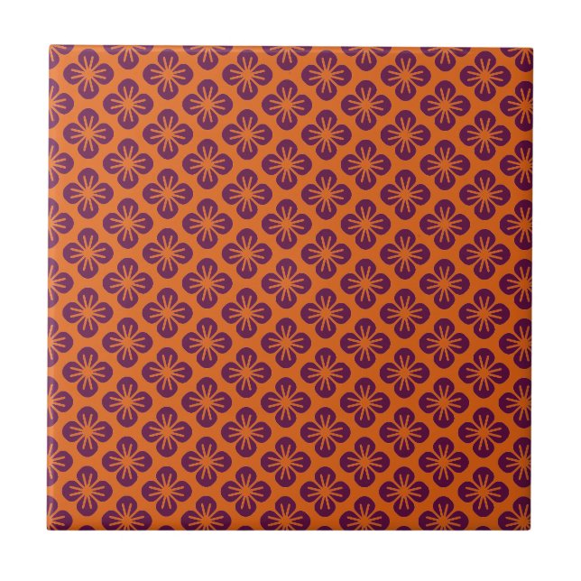 Azulejo Moda Naranja Grape Purple Abstract Flower Pattern (Frente)