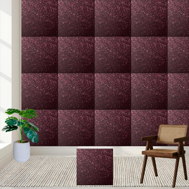 Azulejo Moda Purpurina Marrón Shimmering Floor Backsplash (Chic Maroon Glitter Shimmering Floor Backsplash Ceramic Tile)