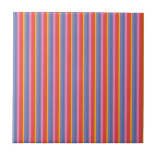 Azulejo Moda Rojo, Amarillo, Rosa, Banda Azul Tile Cerámic