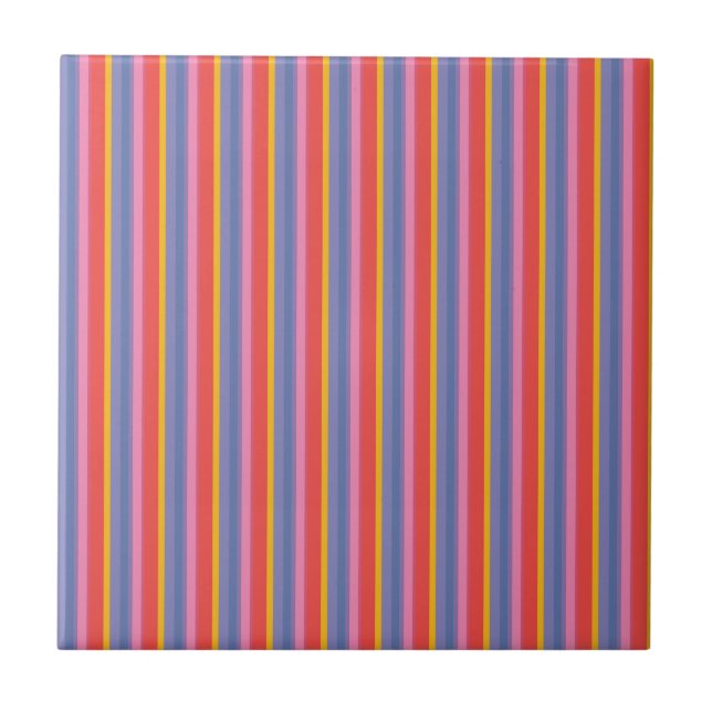 Azulejo Moda Rojo, Amarillo, Rosa, Banda Azul Tile Cerámic (Frente)
