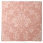 Azulejo Moda romántica elegante Damasco floral<br><div class="desc">Elegante diseño adamascado floral de inspiración vintage con flores monocromáticas de durazno pastel monocromo claro-oscuro,  rollitos frondosos y bolsitas de delicadas cintas de encaje. Este patrón es fluido y puede ampliarse o reducirse.</div>
