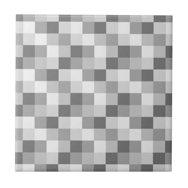 Azulejo Modelo a cuadros monocromático del gris de plata (Frente)