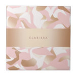 Azulejo Modelo abstracto blanco del rosa moderno elegante<br><div class="desc">El modelo femenino en falso oro,  se ruboriza rosa y blanco.</div>