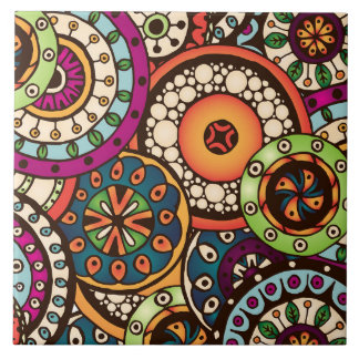 Azulejo Modelo abstracto retro de moda enrrollado de Boho