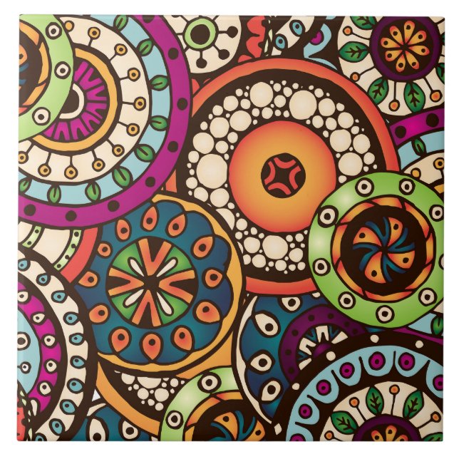 Azulejo Modelo abstracto retro de moda enrrollado de Boho (Frente)