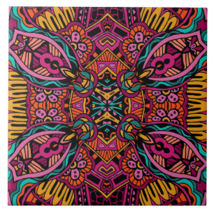 Azulejo Modelo abstracto retro de moda enrrollado de Boho