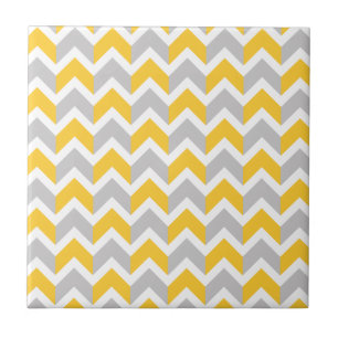 Azulejo Modelo amarillo moderno de Chevron del blanco gris