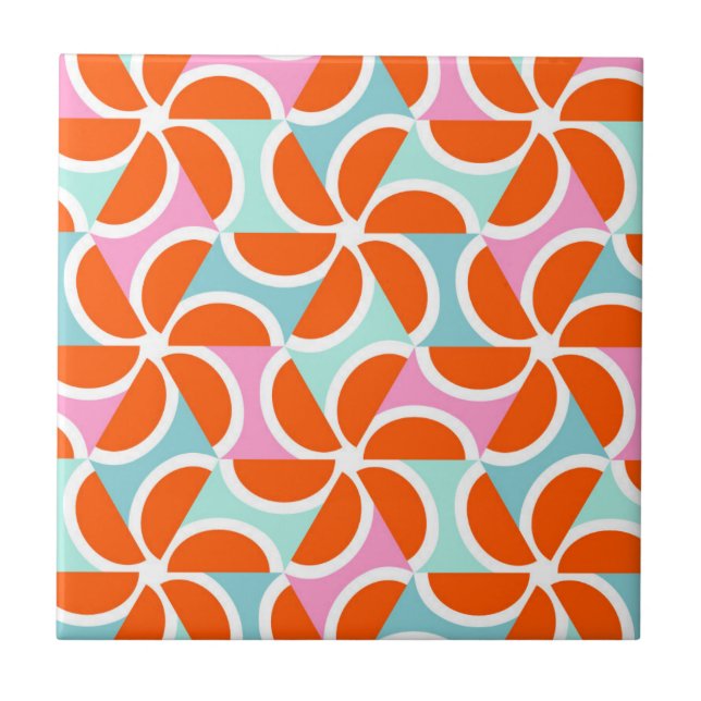 Azulejo Modelo anaranjado retro de la cuña (Frente)