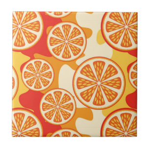 Azulejo Modelo anaranjado retro de la fruta cítrica