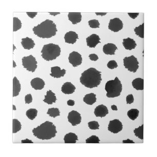 Azulejo Modelo animal negro y blanco pintado a mano de la