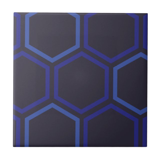 Azulejo Modelo azul del hexágono (Frente)