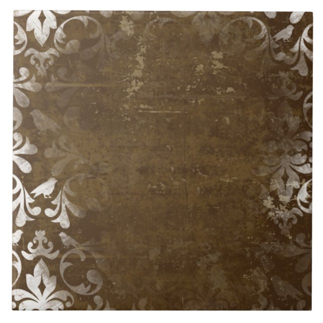 Azulejo Modelo blanco elegante descolorado del damasco del (Frente)