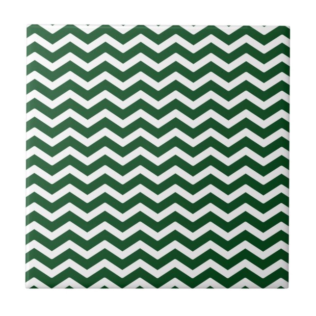 Azulejo Modelo blanco verde oscuro de Chevron (Frente)