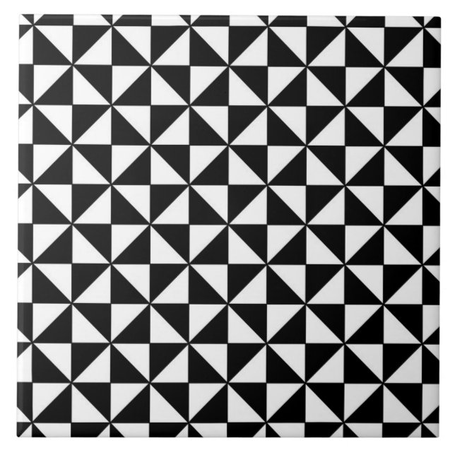 Azulejo Modelo blanco y negro de los triángulos (Frente)